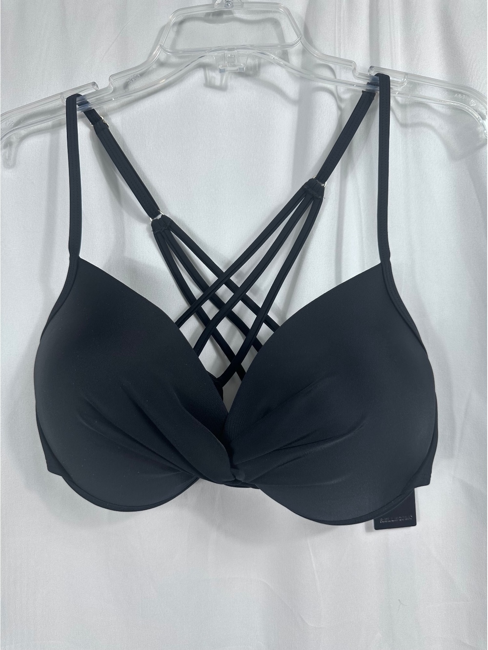 RELLECIGA Black Bikini Top with Crisscross Back Straps, Size XXXL